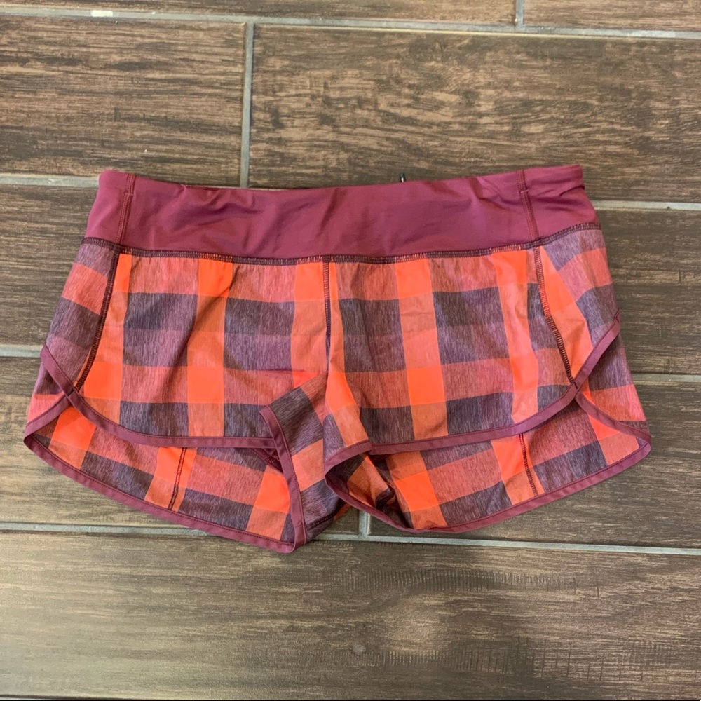 Lululemon Red Plaid Speed Short Size 10